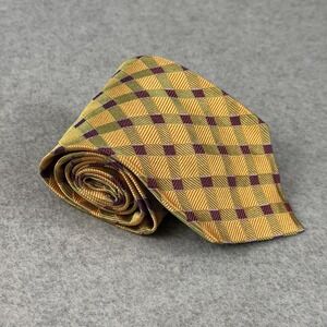 Vintage Garrick Anderson Silk Tie USA Gold Green Geometric Handmade 58 X 4"‎